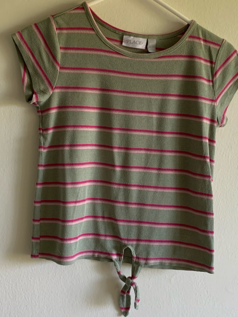 The Children's Place Olive & Pink Striped Tie-Front Tee